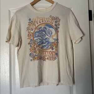 Billabong Cream and Blue Vintage Surf Tee